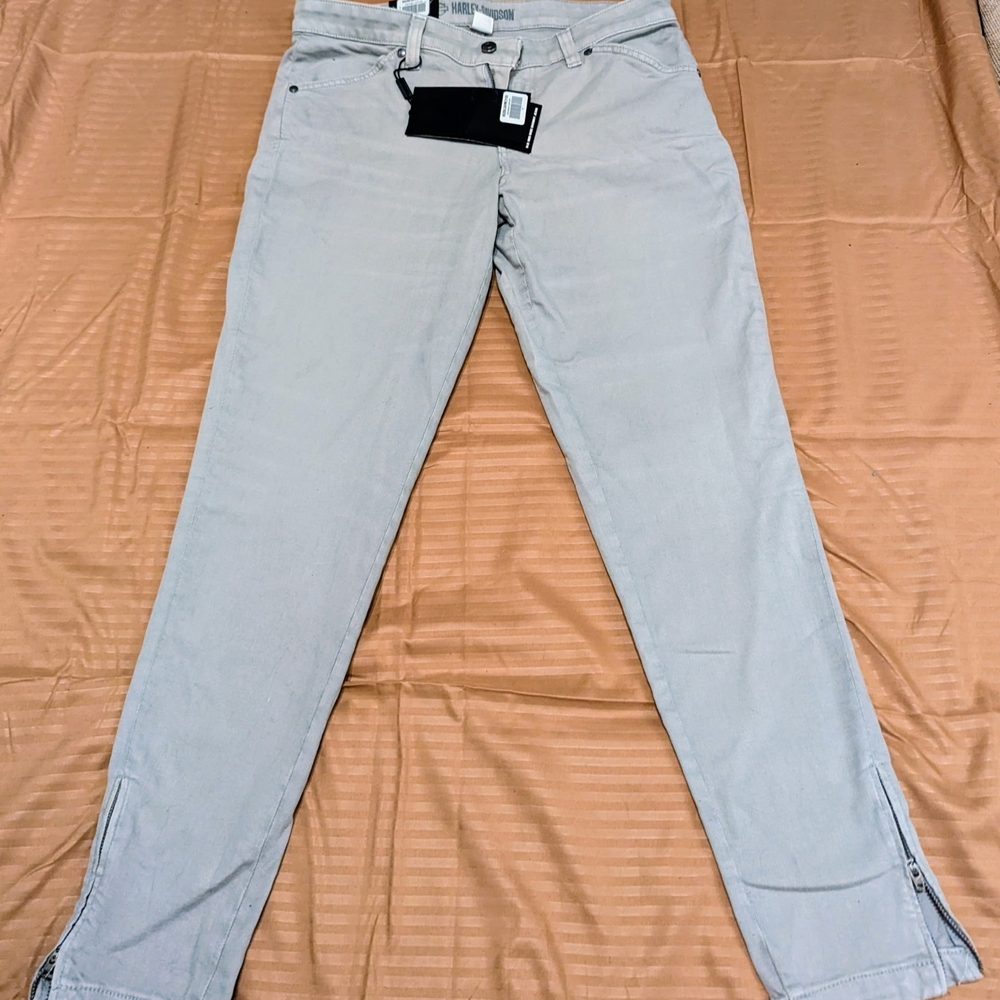 Harley-Davidson Women's Straight Leg Jeans in Light Gray
